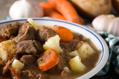 Irish beef stew with carrots and potatoes