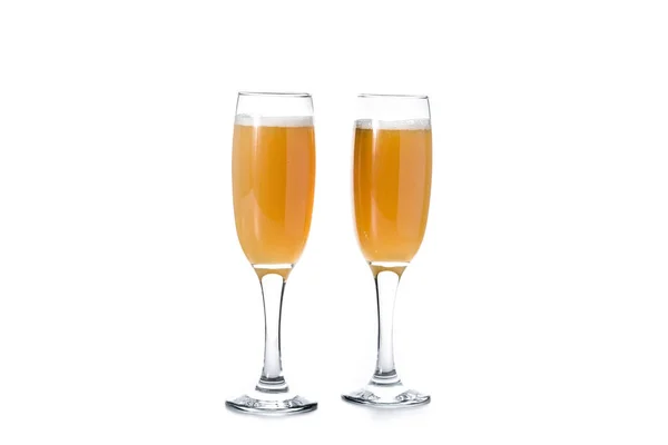 Cocktail Champagne Bellini Vetro Isolato Fondo Bianco — Foto Stock