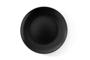 Boş siyah plaka beyaz arkaplanda izole edildi