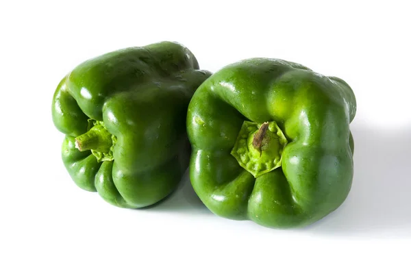 Fresh Green Peppers Isolated White Background — Stock Photo, Image