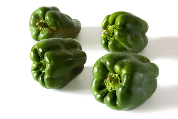 Fresh Green Peppers Isolated White Background — Stock Photo, Image