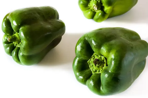 Fresh Green Peppers Isolated White Background — Stock Photo, Image