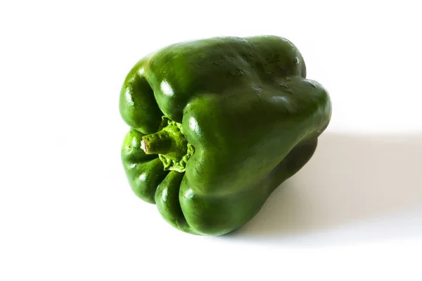 Fresh Green Pepper Isolated White Background — Stock Photo, Image