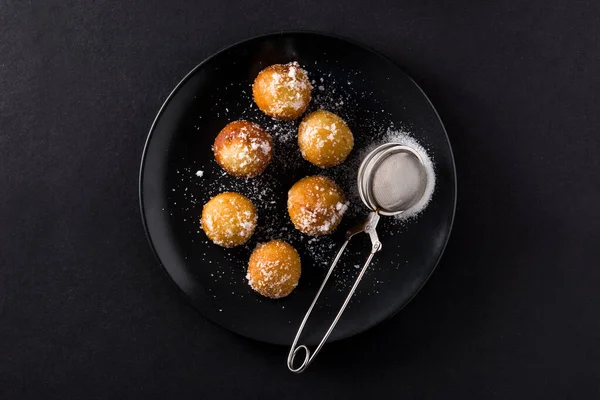 Frittelle Carnevale Bunuelos Viento Settimana Santa Sfondo Nero — Foto Stock