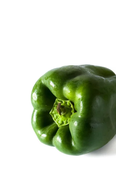 Fresh Green Pepper Isolated White Background Copy Space — Stock Photo, Image