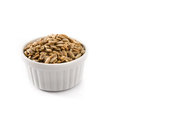 Sunflower Seeds Bowl Isolated White Background Copy Space — Stock Photo, Image