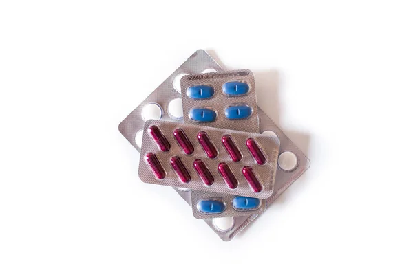 Медицинские Таблетки Изолированы Белом Фоне Вид Сверху — стоковое фото
