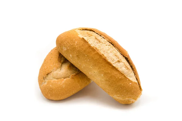 Bakade Små Bröd Isolerad Vit Bakgrund — Stockfoto