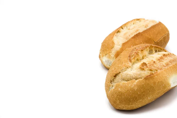 Gebackene Kleine Brote Isoliert Auf Weißem Hintergrund Kopierraum — Stockfoto