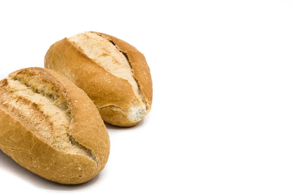 Pečené Malé Chleby Izolované Bílém Pozadí Kopírovat Prostor — Stock fotografie