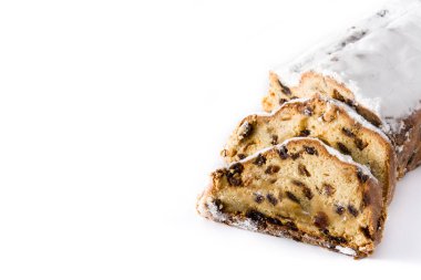 Beyaz arka planda izole edilmiş noel meyvesi dilimi. Boşluğu kopyala