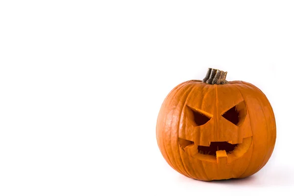 Halloween Pumpa Isolerad Vit Bakgrund Kopiera Utrymme — Stockfoto