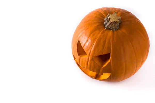 Halloween Tök Elszigetelt Fehér Háttérrel Fénymásolási Hely — Stock Fotó