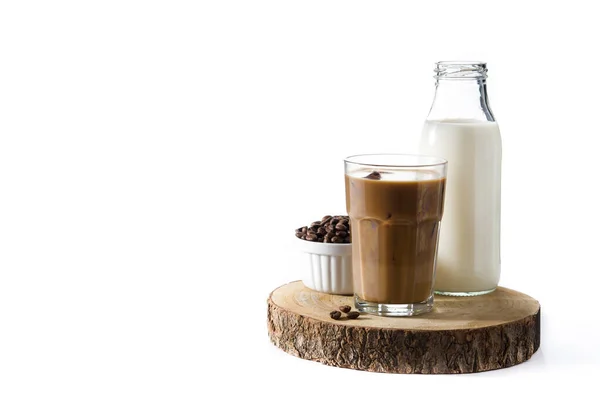 Kopi Atau Kopi Latte Caffe Dalam Gelas Tinggi Atas Meja — Stok Foto