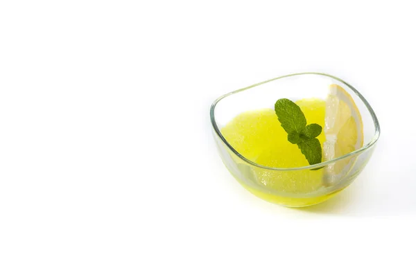 Zitronensorbet Gläsern Isoliert Auf Weißem Hintergrund Kopierraum — Stockfoto