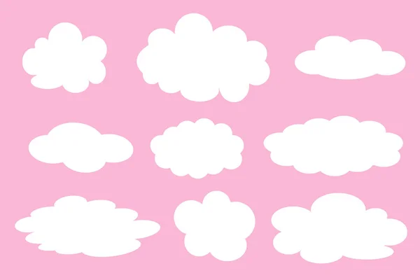 Conjunto Diferentes Nubes Ilustración Sobre Fondo Rosa — Foto de Stock