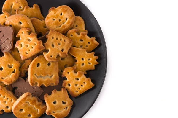 Galletas Divertidas Halloween Aisladas Sobre Fondo Blanco Copiar Espacio —  Fotos de Stock