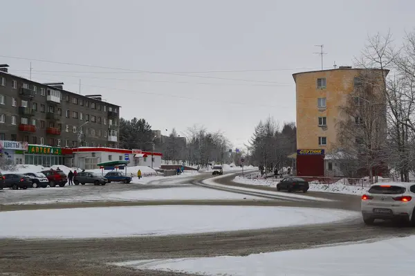 Perwomaiskaja Straße Der Stadt Kandalaksha Februar 2020 — Stockfoto