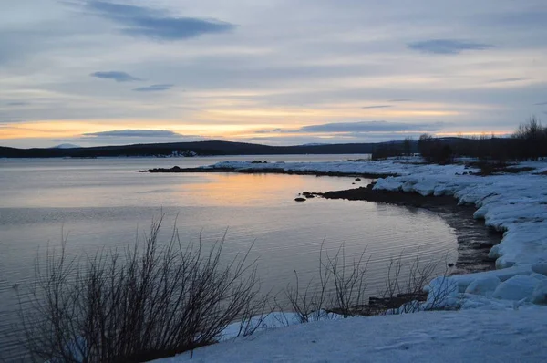 Sunset White Sea April — Stock Photo, Image