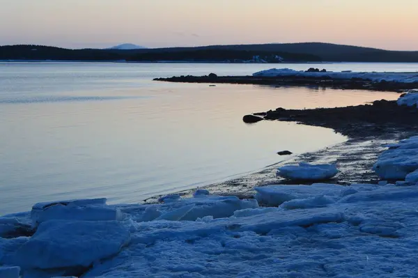 Sunset White Sea April — Stock Photo, Image