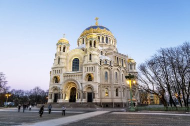 Kronstadt deniz Katedrali Noel ev kış