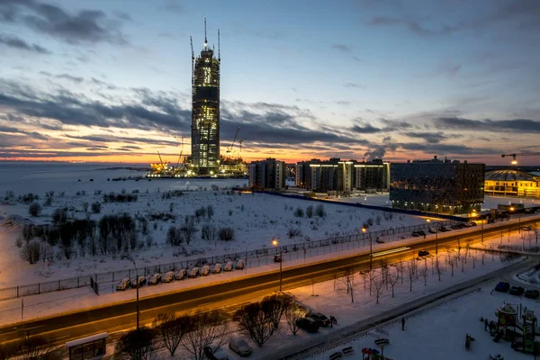 View of the under construction skyscraper Lakhta center in St. P — Stock Photo, Image