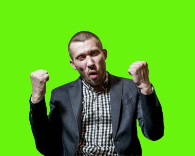 Bir adam bir iş uygun mutlu başarı duygusal 