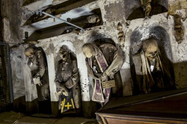 Burial in the catacombs of the Capuchins in Palermo . Sicily clipart