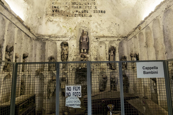 Burial in the catacombs of the Capuchins in Palermo . Sicily