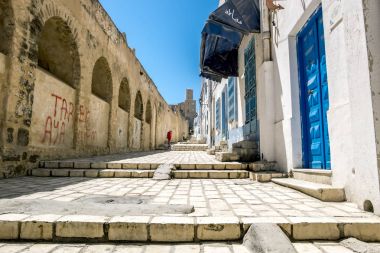 Kale duvar Medine eski şehir Sousse Tunus