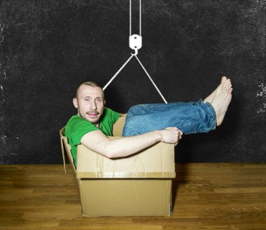 Arka planda bir Kapat kutusunu çizim ile bir adam yatıyor 