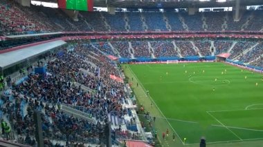 Saint-Petersburg 22 Haziran 2017. St. Petersburg 'daki Konfederasyon Kupası' nda Kamerun ve Avustralya maçına..