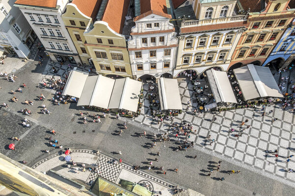 View of the old town square from the roof of the town Hall in Pr