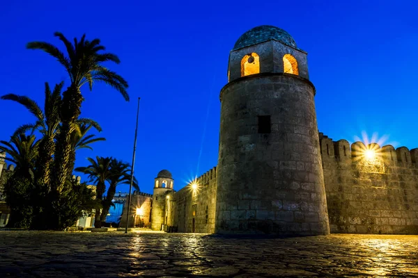 Sousse Tunisia May 2017 Stare Miasto Sousse Medina Księżycową Noc — Zdjęcie stockowe