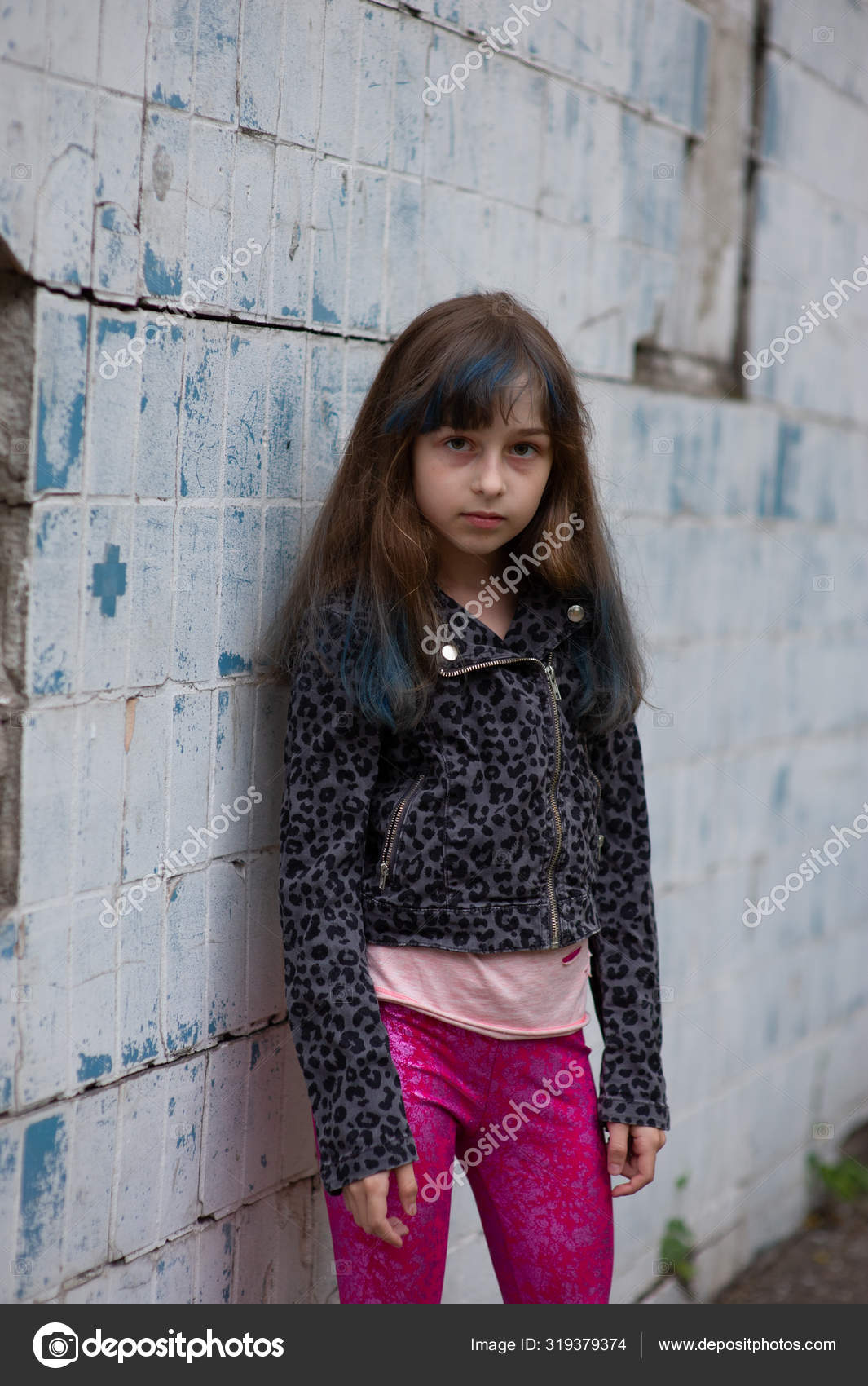 Portrait of nine year old girl. A series of photos of a girl of 8