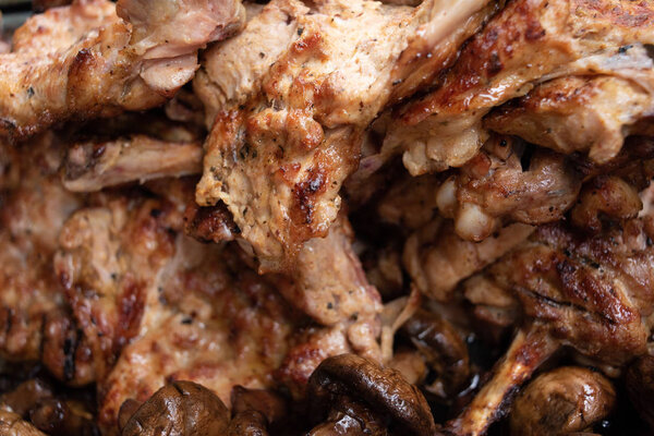 Мясо на гриле и овощи, барбекю
