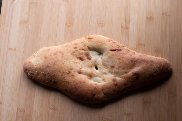 Pane Pita Tavola Legno Pita Sul Tabellone Foto Cibo Pane — Foto Stock