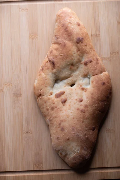 Pane Pita Tavola Legno Pita Sul Tabellone Foto Cibo Pane — Foto Stock