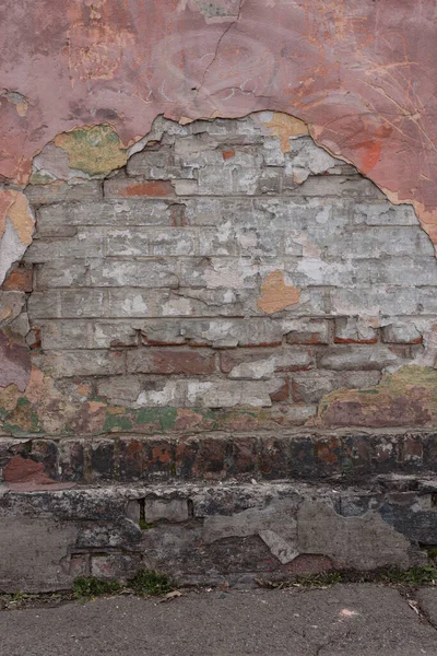 Старая Кирпичная Стена Старый Обрывок Кирпичной Стены Текстура Старого Кирпичного — стоковое фото