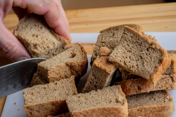 Szalonna Fokhagymával Rozskenyér Szalonnás Fokhagyma Szeletelt Szalonna Fokhagyma Kenyér Fehér — Stock Fotó