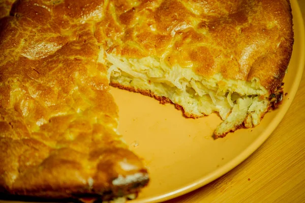 Cabbage Pie Charlotte Pie Cabbage Food Photography Home Cooking Vegetarianism — Stock Photo, Image