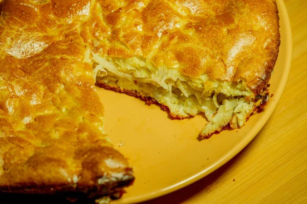 Cabbage Pie Charlotte Pie Cabbage Food Photography Home Cooking Vegetarianism — Stock Photo, Image