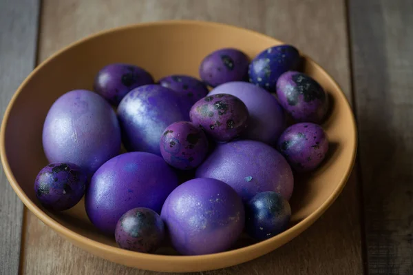 Colourful easter eggs. Colored eggs purple. Purple eggs. Happy easter