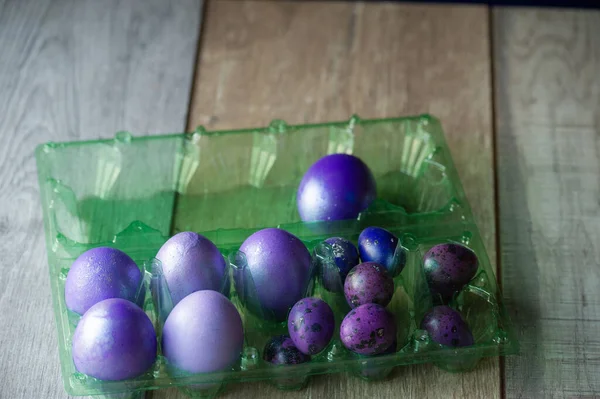 Colourful easter eggs. Colored eggs purple. Purple eggs. Happy easter