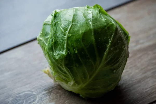 Овощи Здоровая Пища Вегетарианство Органические Продукты Свежая Капуста Голова Зеленой — стоковое фото