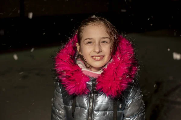 Porträt Eines Schönen Neunjährigen Mädchens Jähriges Mädchen Blauer Jacke Schulkind — Stockfoto
