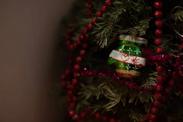 Weihnachtsbaum Hintergrund Schön Dekorierte Weihnachtszimmer Urlaubskonzept — Stockfoto