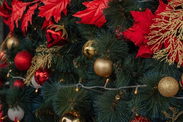 Árvore Natal Fundo Árvore Natal Belo Natal Decorado Conceito Férias — Fotografia de Stock