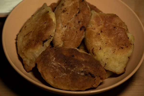 Torte Fritte Pastose Una Pentola Patties Nella Padella Fatto Casa — Foto Stock