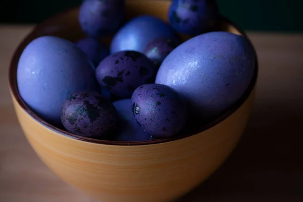 Colourful Easter Eggs Colored Eggs Purple Purple Eggs Happy Easter — Stock Photo, Image
